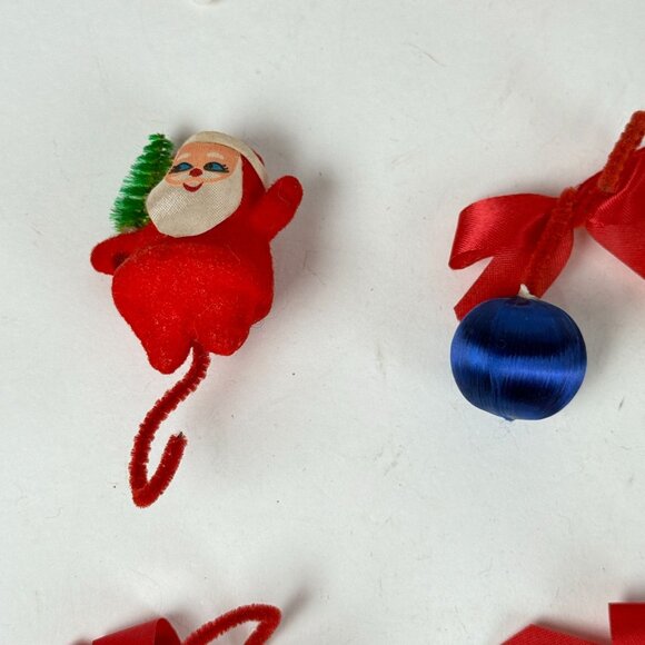Vintage Christmas Miniature Ornaments Set Of 12 Candy Canes & Baubles Santa Pine - Picture 5 of 7